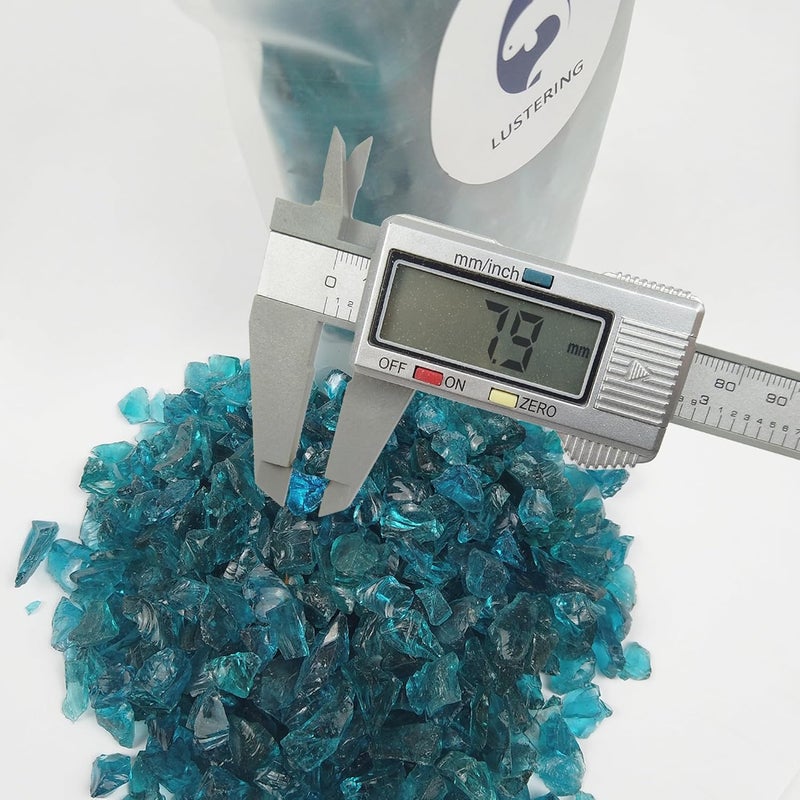 LUSTERING High Luster Crushed Glass Glitter, 6-9mm Fire Glass, Broken Glass, Glass Chips for Fire Pit Crafts DIY Epoxy Resin Art, Geode Painting, Vase Filler, Aquarium Garden Decor,330g (Turquoise) - Image 2
